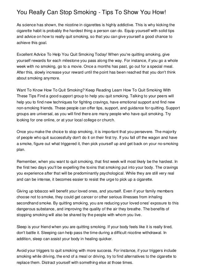 How To Stop Smoking : Tips from real life experience